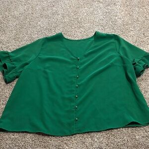 SHEIN Curve Elegant Green Women's Top
